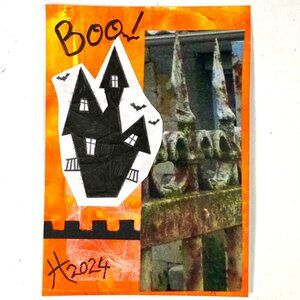 ACEO Original Halloween Collage Art Tristina Dietz Elmes Trade Card ATC